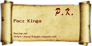 Pecz Kinga névjegykártya